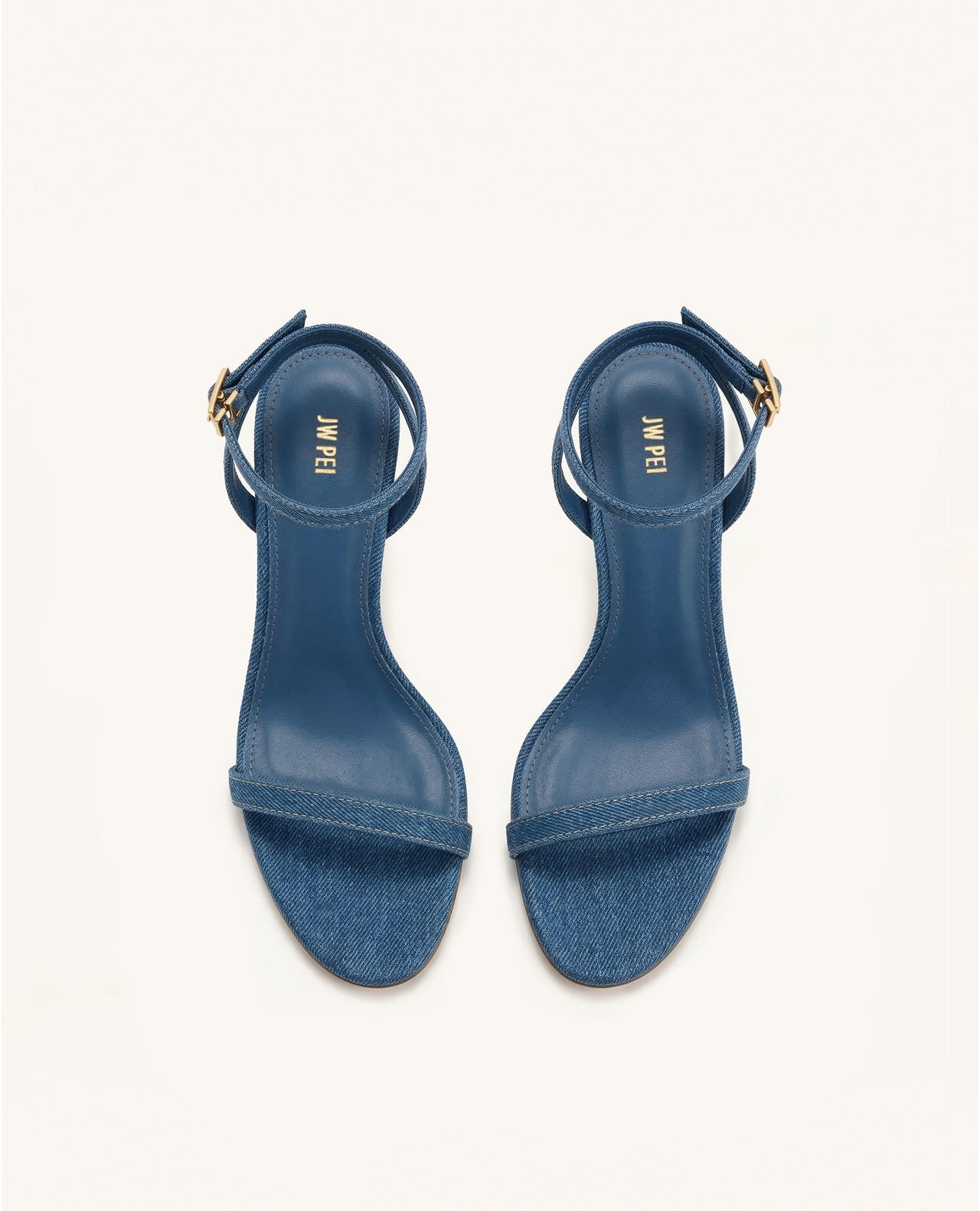 Alivia Sandali con tacco in metallo dorato - Blu denim