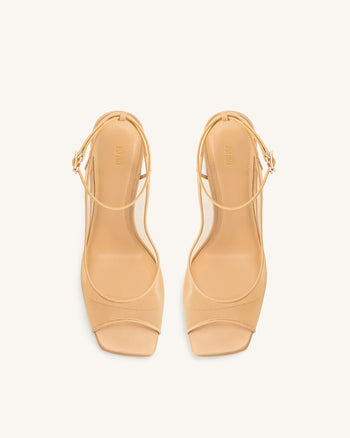 Serenity Sandali Slingback a Rete con Punta Aperta - Kaki