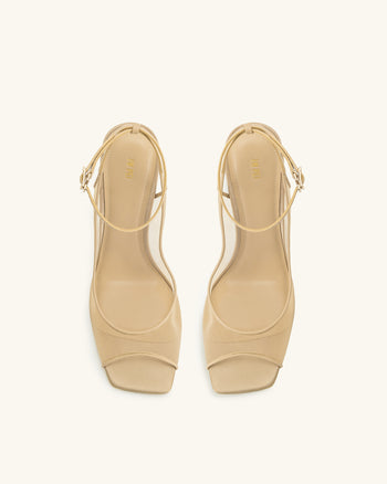 Serenity Sandali Slingback a Rete con Punta Aperta - Kaki