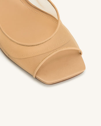 Serenity Sandali Slingback a Rete con Punta Aperta - Kaki
