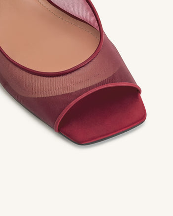 Serenity Sandali Slingback In Rete A Punta Aperta - Borgogna