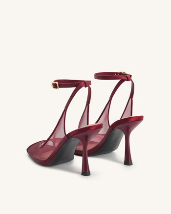 Serenity Sandali Slingback In Rete A Punta Aperta - Borgogna
