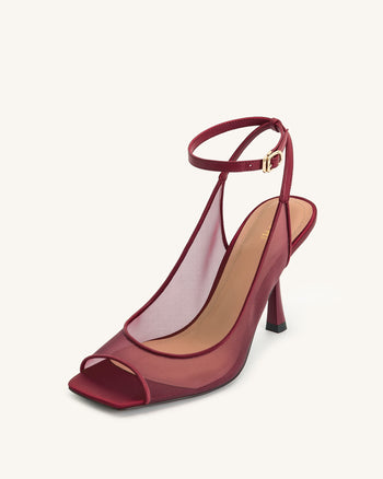 Serenity Sandali Slingback In Rete A Punta Aperta - Borgogna