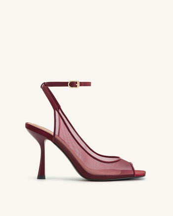 Serenity Sandali Slingback In Rete A Punta Aperta - Borgogna