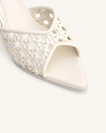 Ellie Zoccoli con Tacco Sferico Intrecciato - Bianco
