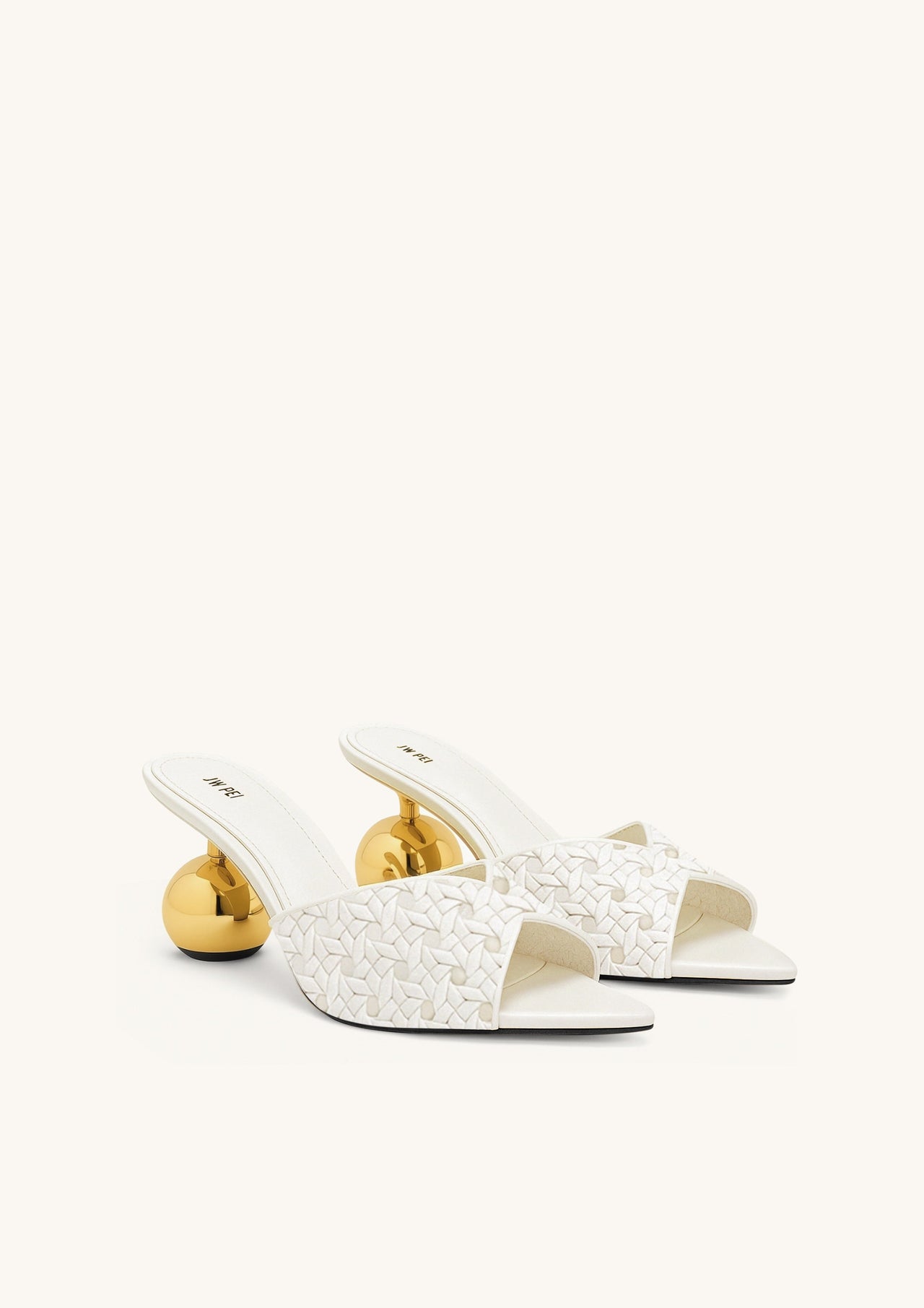 Ellie Zoccoli con Tacco Sferico Intrecciato - Bianco