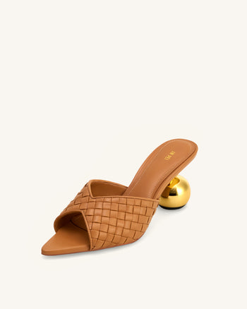 Ellie Zoccoli con Tacco Sferico Intrecciato - Kaki