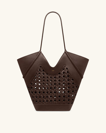 Maribel Borsa tote con pannelli intrecciati - Marrone scuro