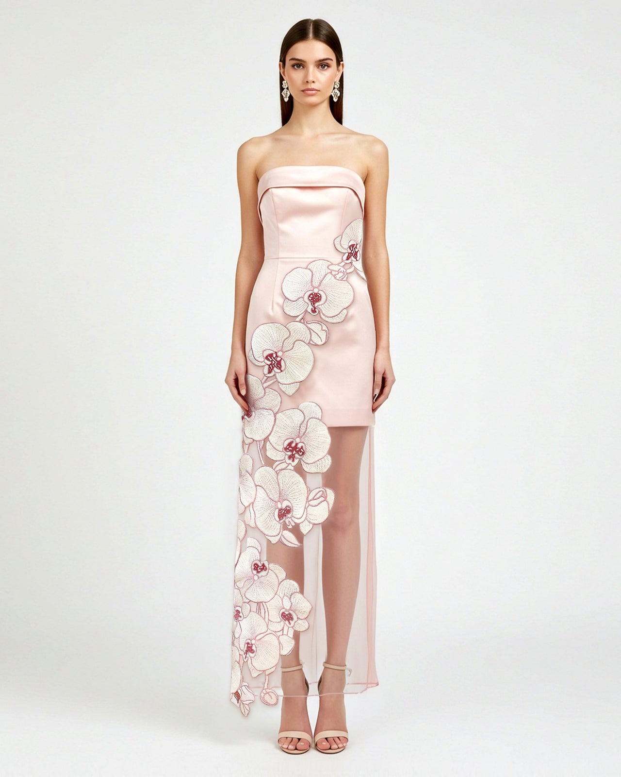 Abito Ricamato con Orchidee - Rosa