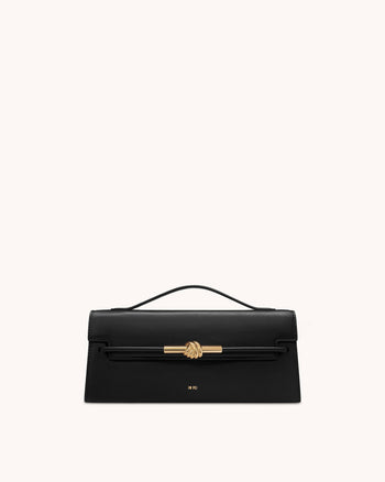 Bolso de Asa Superior con Nudo de Cuerda de Metal Lena - Nero