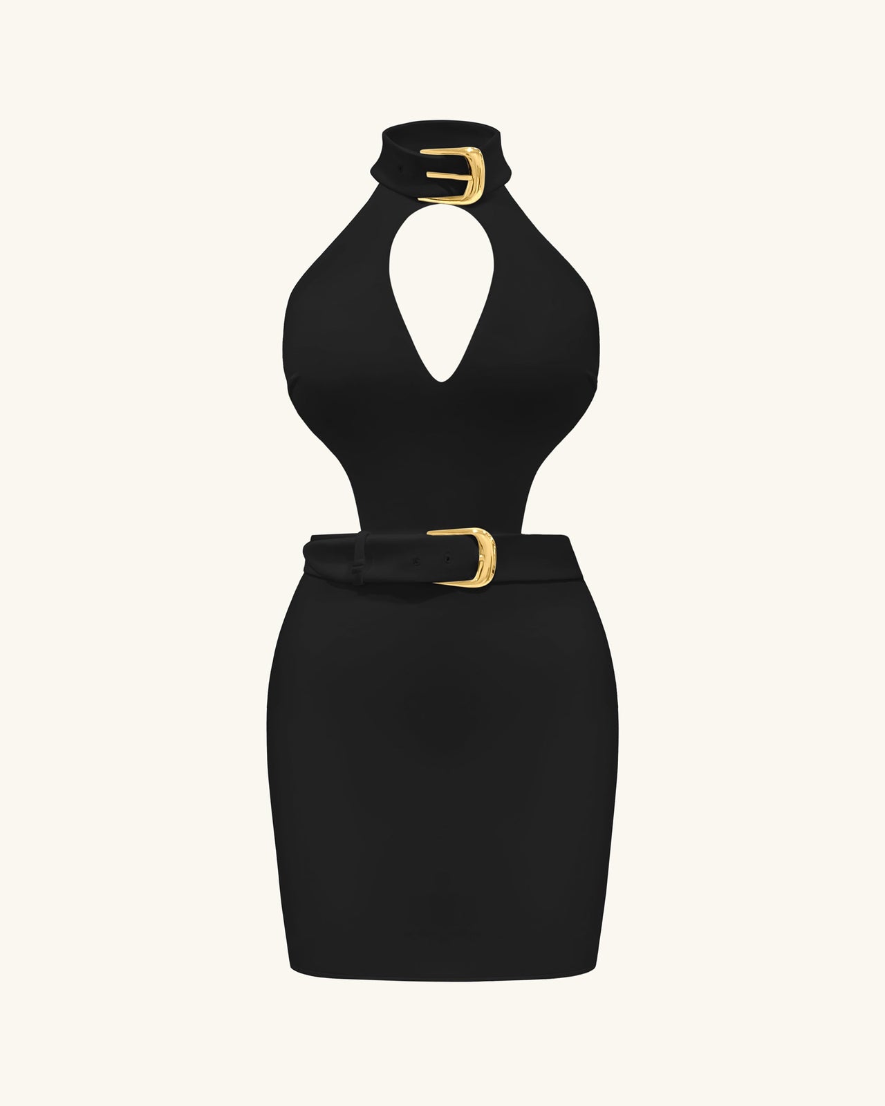 Gabriella Mini abito halter con cintura e cut-out - Nero