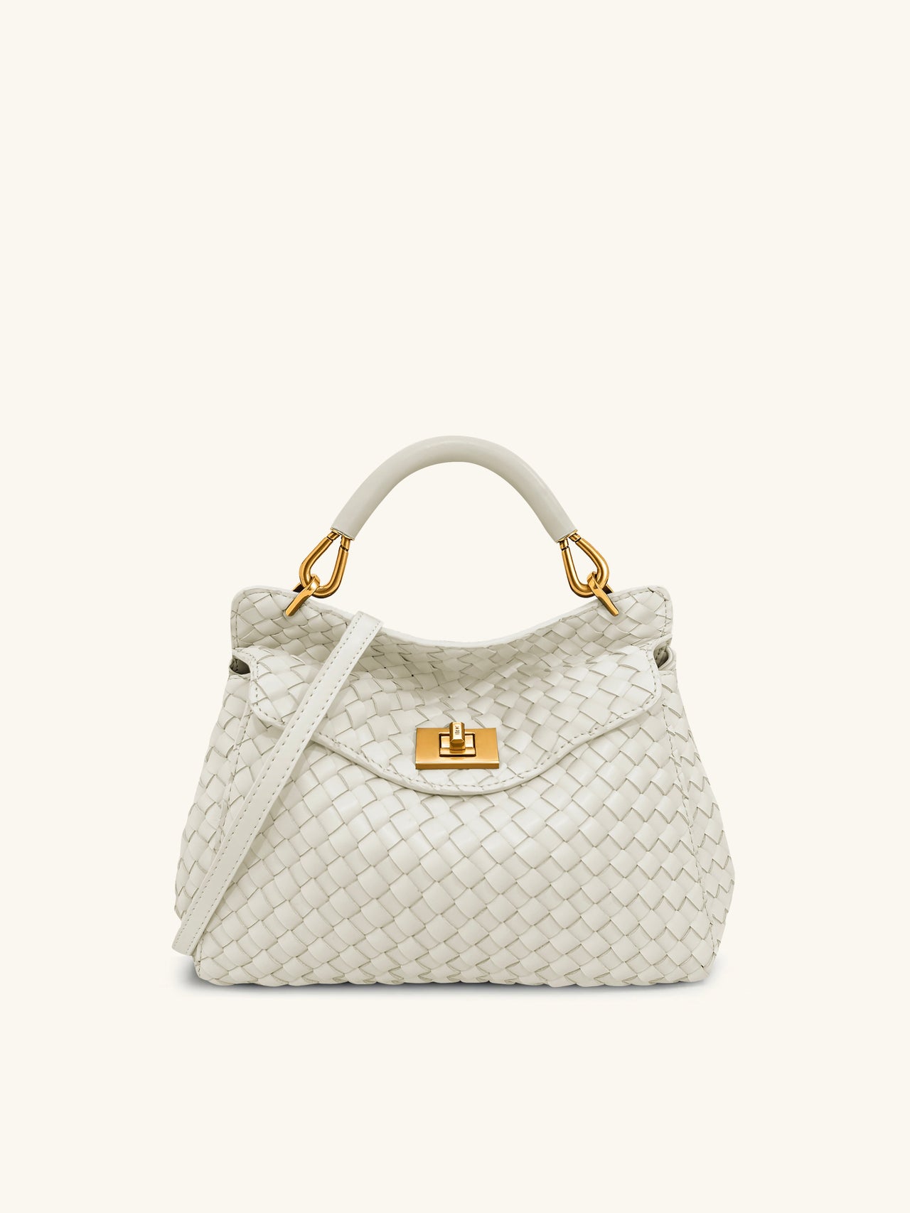 Lucia Borsa Classica Intrecciata con Manico Superiore - Bianco