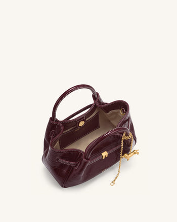 Maeve Mini borsa a mano con ciondolo bassotto - Coccodrillo bordeaux