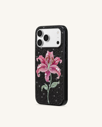 Pink Cover per telefono Lily con cristallo artificiale - Nero
