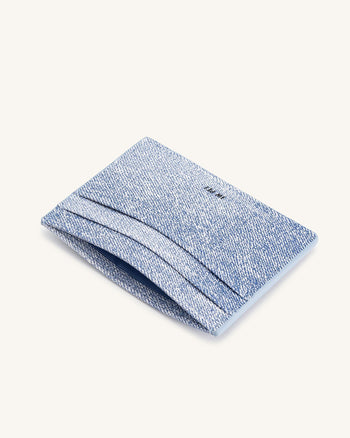 Porta Carte in Denim Stampato - Blu