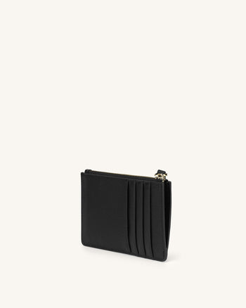 Quinn Zipper Carta a Mano- Nero Vena Vegetariano Pelle