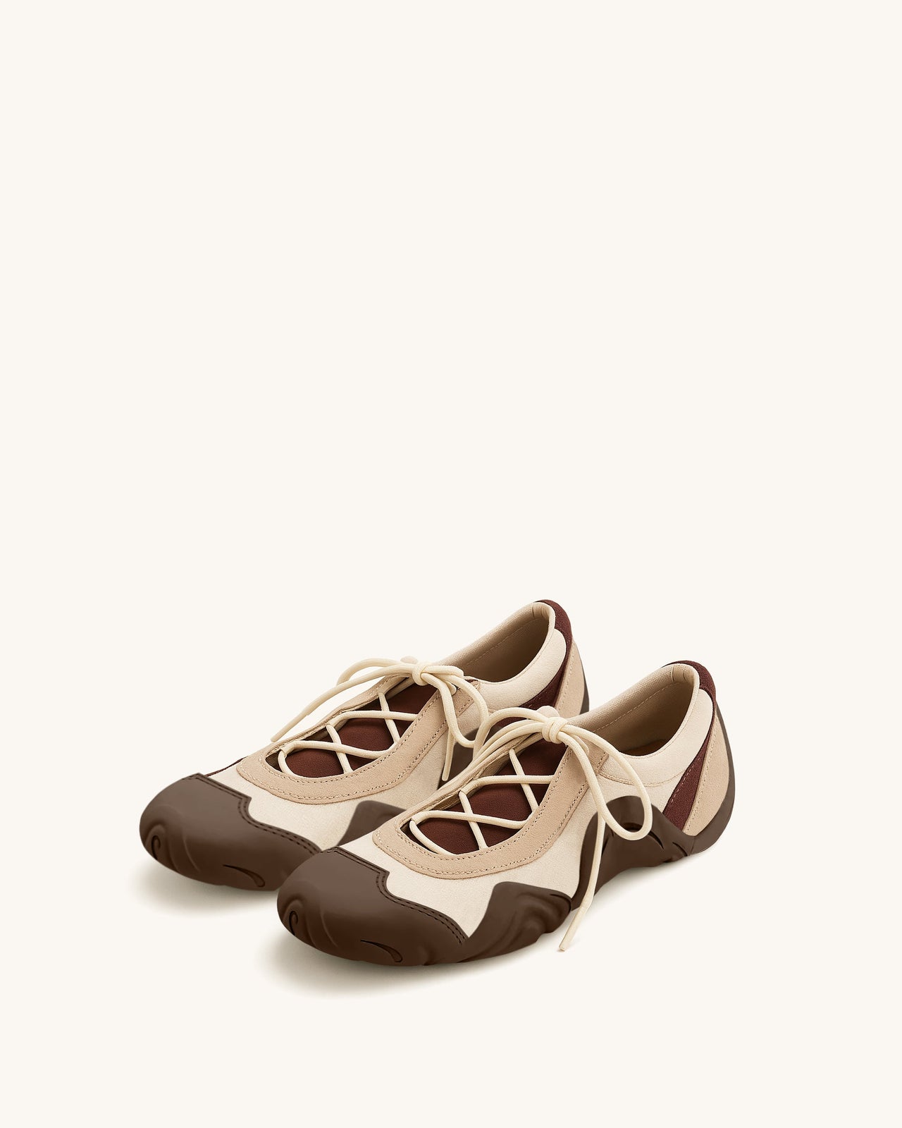 Caitlin Sneakers Ballerina con Lacci - Marrone Chiaro