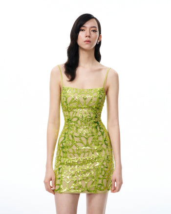 Aurelia Mini Abito con Paillettes - Verde Lime