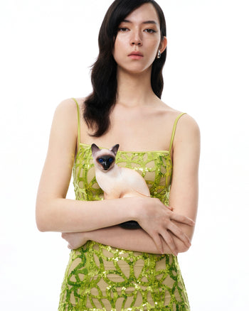 Aurelia Mini Abito con Paillettes - Verde Lime