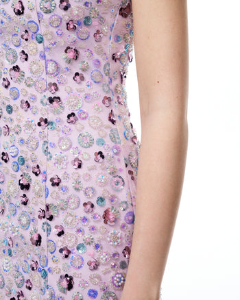 Esme Mini abito con Ricami Floreali e Paillettes - Viola