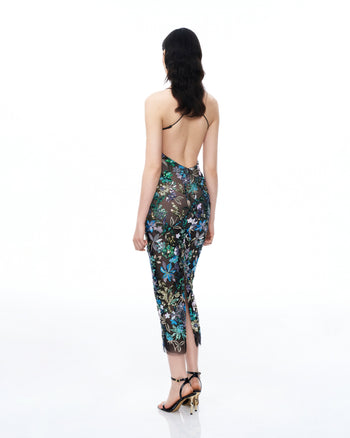 Isadora Abito con Paillettes Floreali - Nero Multicolore