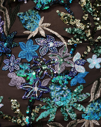 Isadora Abito con Paillettes Floreali - Nero Multicolore