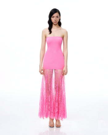 Evadne Abito in Pizzo Floreale - Rosa