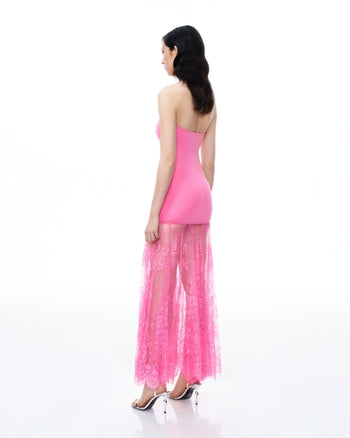 Evadne Abito in Pizzo Floreale - Rosa