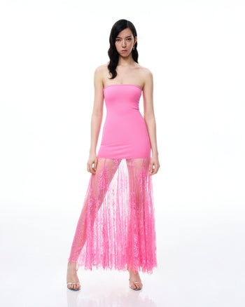 Evadne Abito in Pizzo Floreale - Rosa