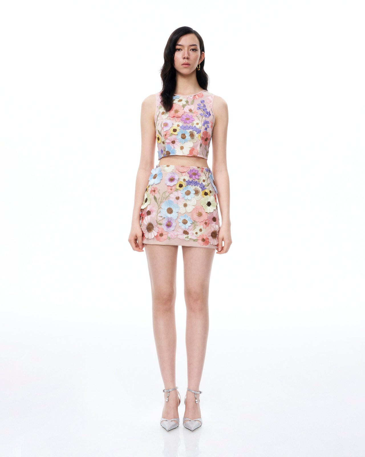 Valentino Completo con Ricami Floreali 3D - Multicolore Pastello