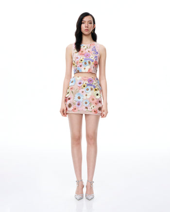 Valentino Completo con Ricami Floreali 3D - Multicolore Pastello