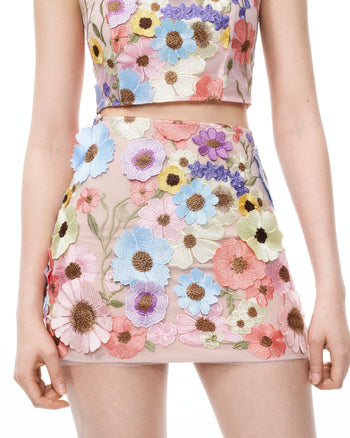 Valentino Completo con Ricami Floreali 3D - Multicolore Pastello