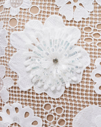Leander Minidress in Pizzo Ricamato - Bianco