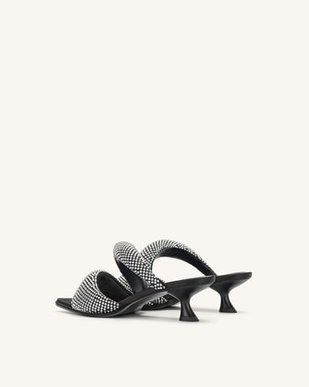 JW PEI Donna Sara Mule Artificiale di Cristallo - Nero