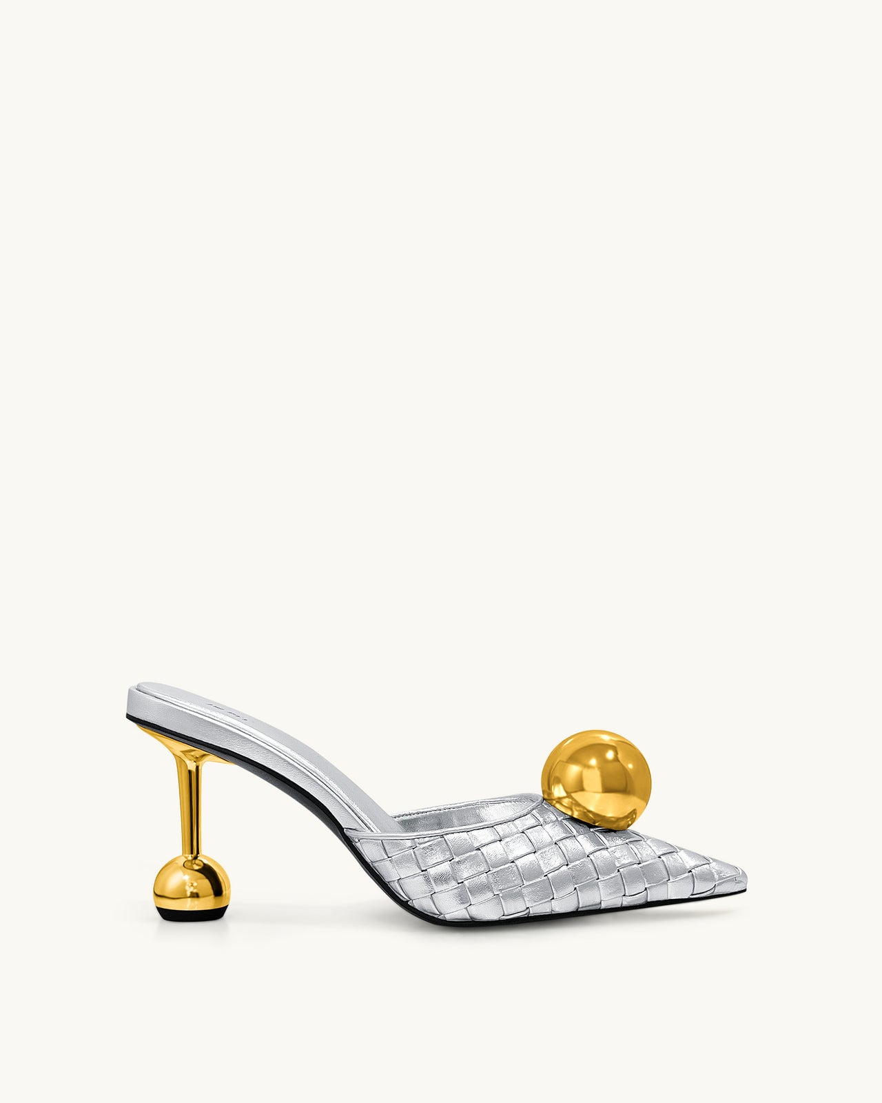 Sofia Mules con Tacco a Sfera Intrecciato - Argento e Oro