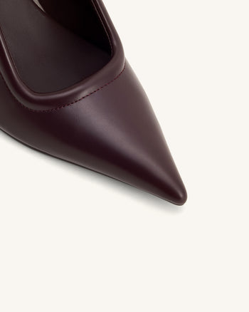 Sofia Mules con Tacco a Sfera con Dettagli in Metallo - Borgogna Scuro