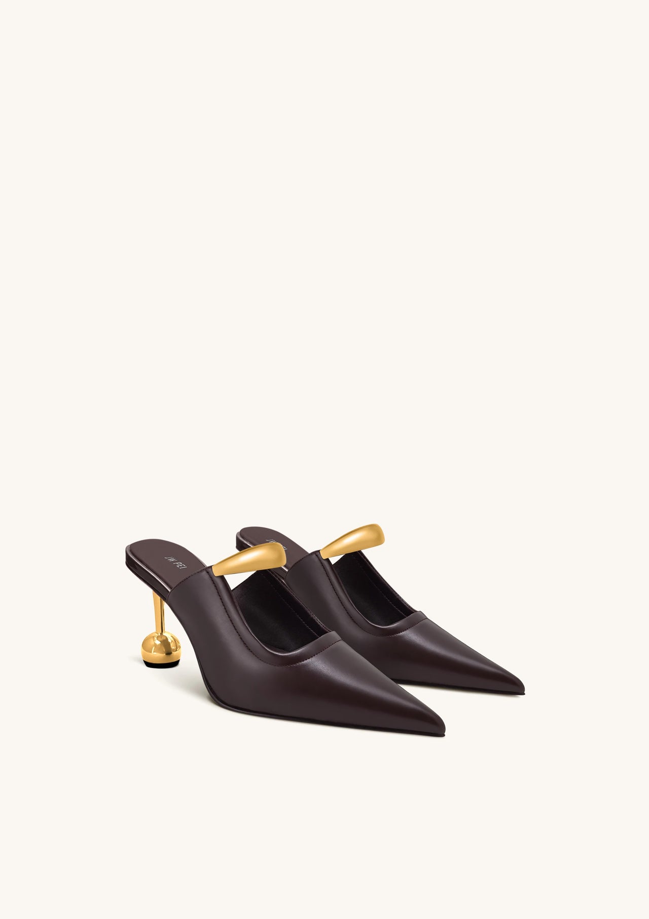 Sofia Mules con Tacco a Sfera con Dettagli in Metallo - Borgogna Scuro