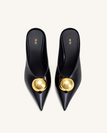 Sofia Mules con Tacco e Tomaya Angolata - Nero e Oro