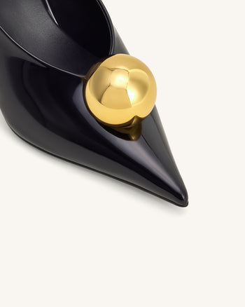 Sofia Mules con Tacco e Tomaya Angolata - Nero e Oro