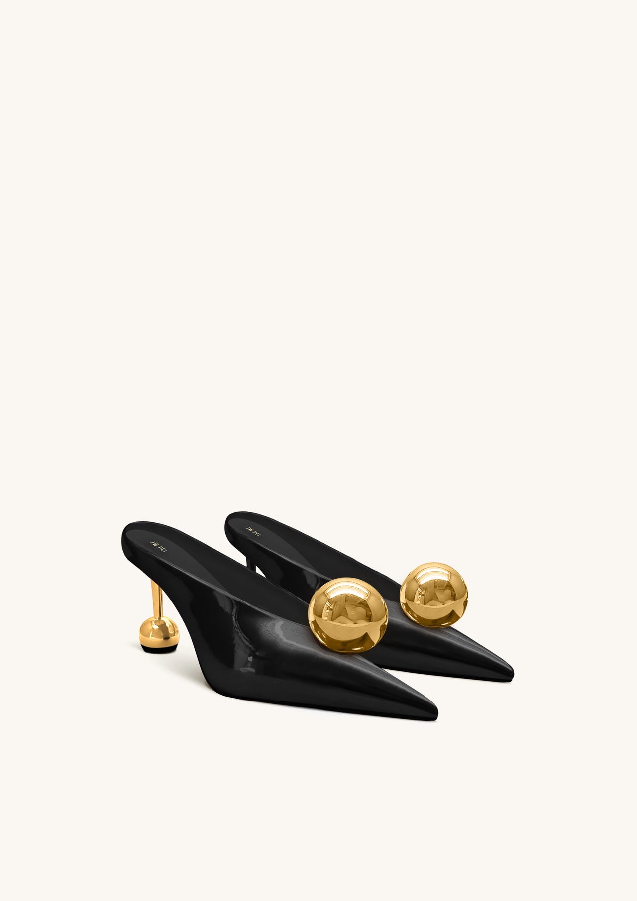 Sofia Mules con Tacco e Tomaya Angolata - Nero e Oro