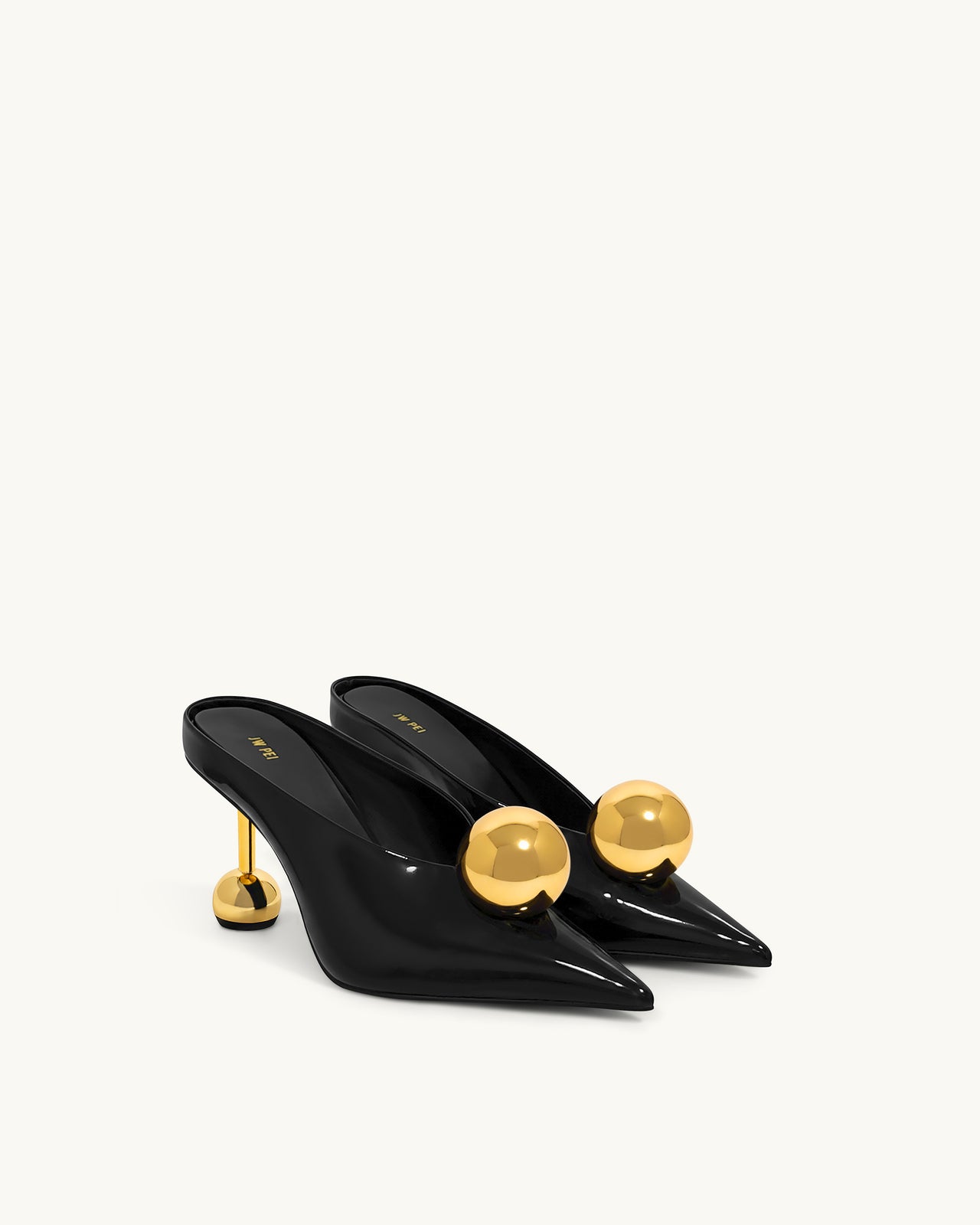 Sofia Mules con Tacco e Tomaya Angolata - Nero e Oro