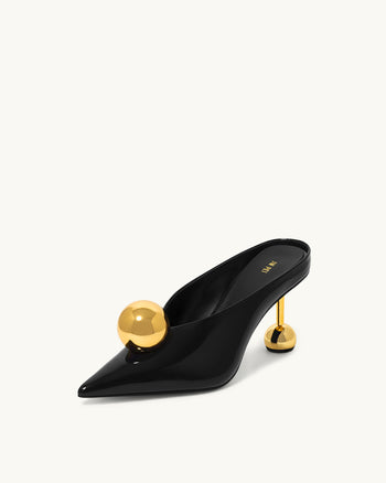 Sofia Mules con Tacco e Tomaya Angolata - Nero e Oro