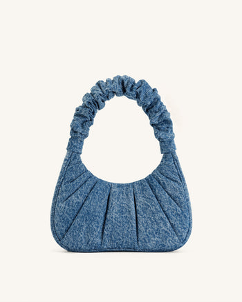 Gabbi Borsa Hobo Schiacciata in Denim - Blu