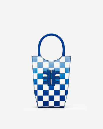 FEI Borsa Porta Telefono A Scacchiera Sfumata - Blu Scuro