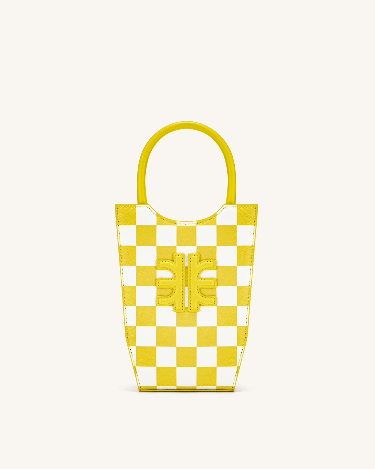 FEI Borsa Porta Telefono A Scacchiera - Giallo & Bianco