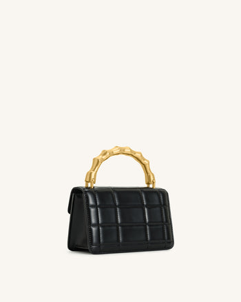 Kaia Borsa a Mano con Manico in Metallo e Bambù - Nero