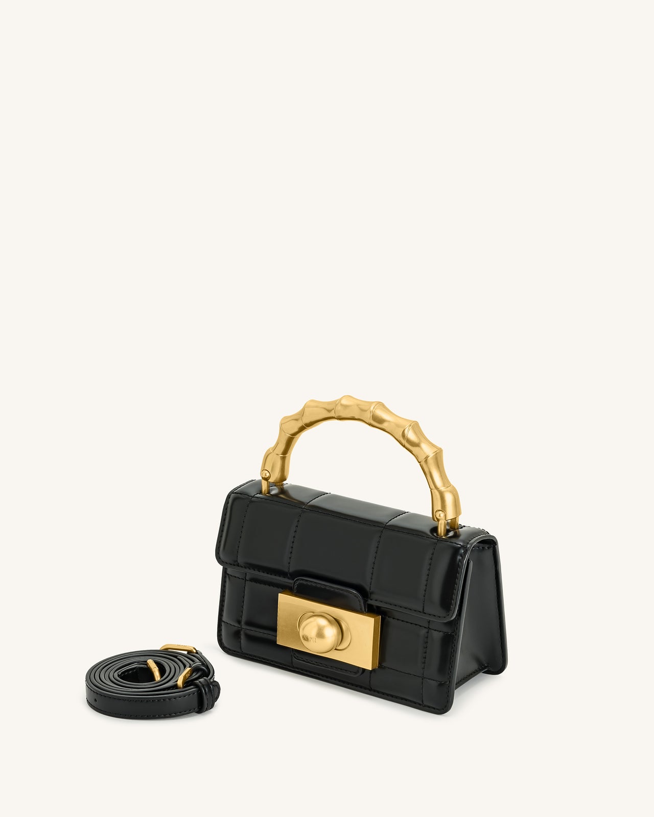 Kaia Borsa a Mano con Manico in Metallo e Bambù - Nero