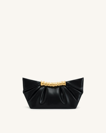 Leia Clutch Pieghettata - Nero