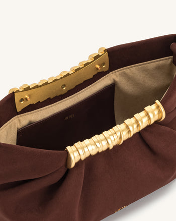 Leia Clutch Pieghettata - Marrone Scuro