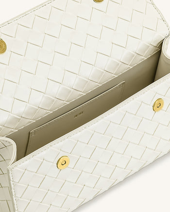 Keyla Borsa a Mano con Trama Intrecciata - Bianco